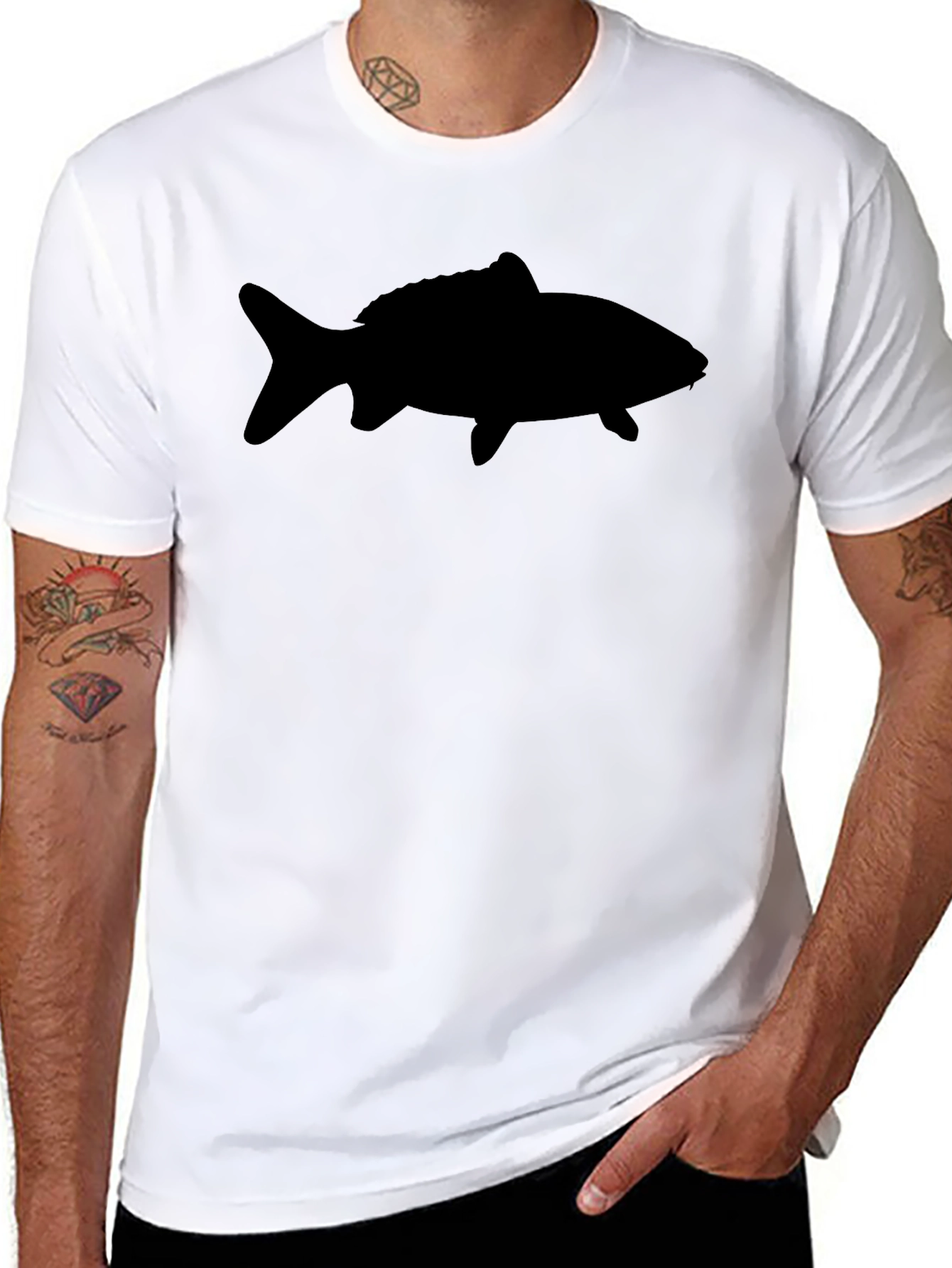 Black Fish Graphic Tee - Simple Style