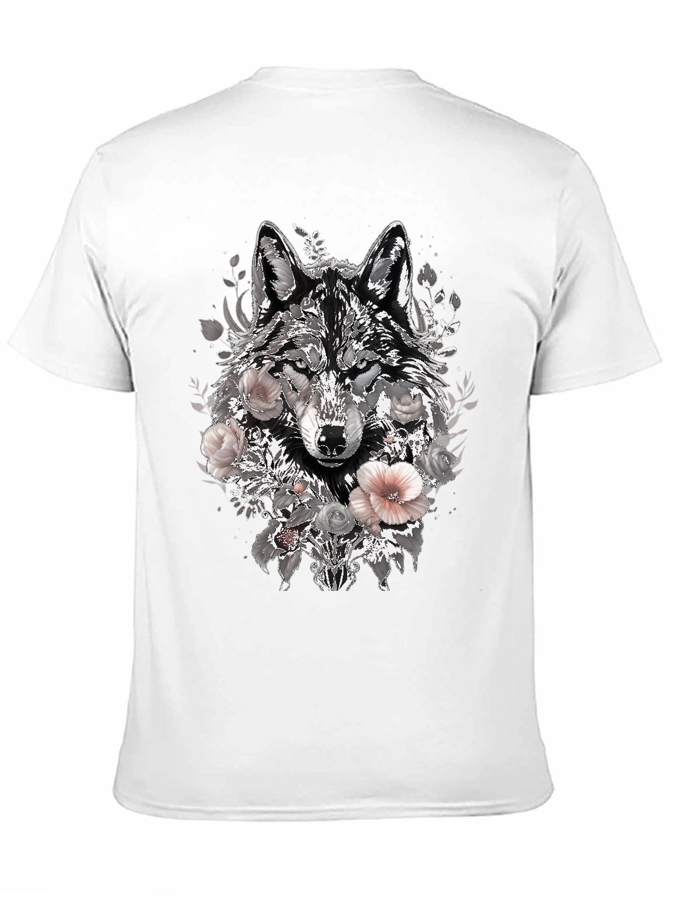 Floral Wolf Graphic Tee - Black