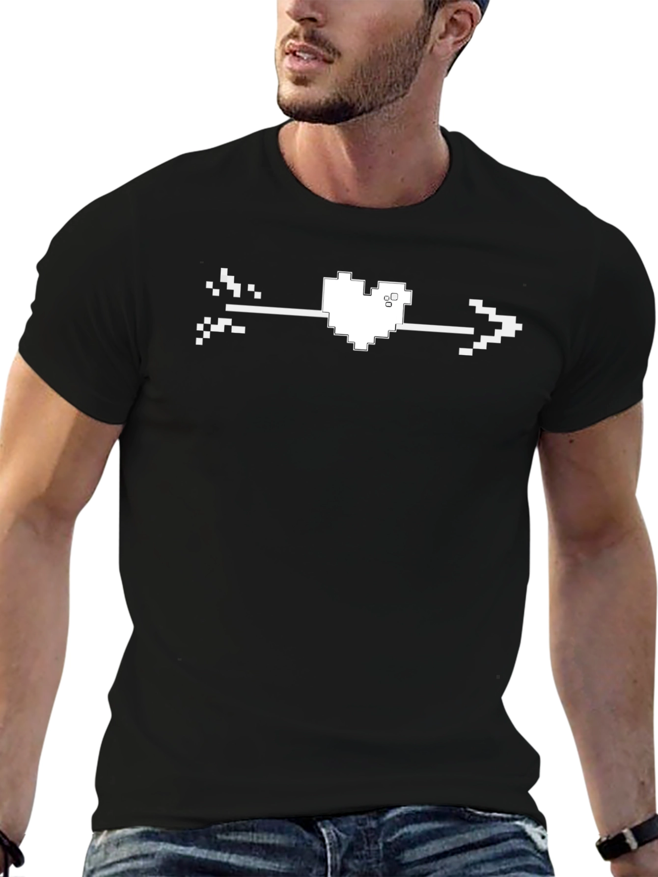 Pixel Heart Arrow Tee - Retro Gaming Style