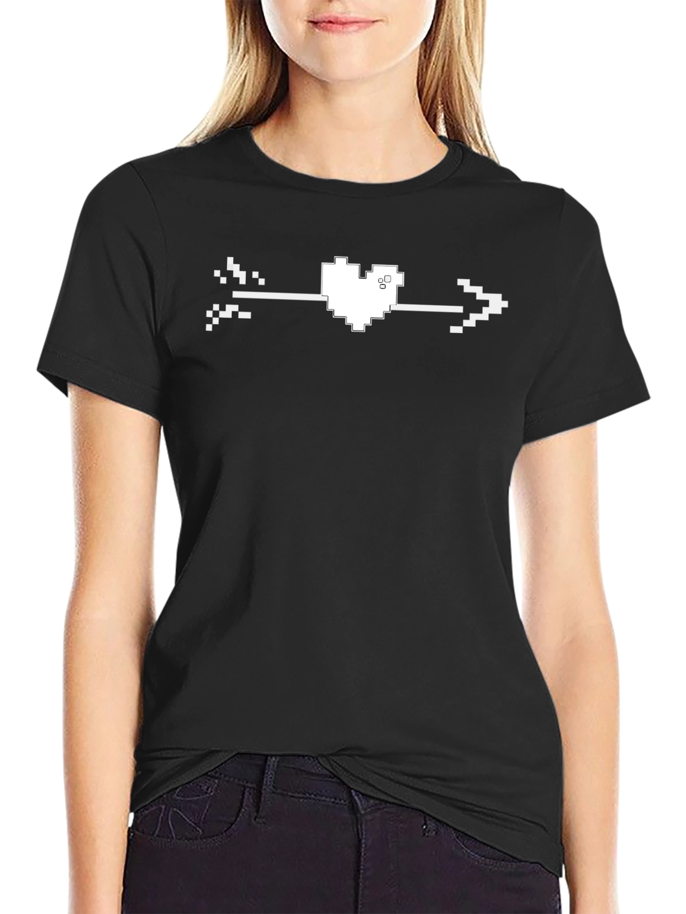 Pixel Heart Arrow Tee - Retro Gaming Style