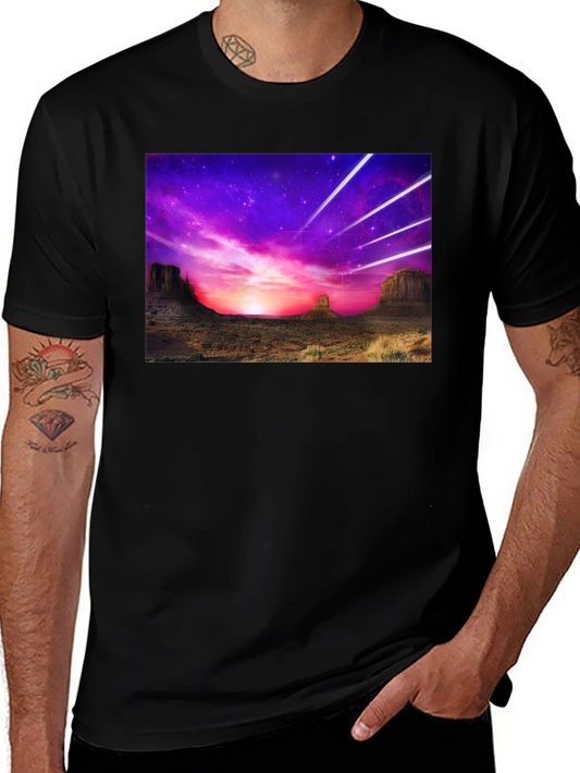 Cosmic Desert Graphic Tee - Black Cotton T-Shirt