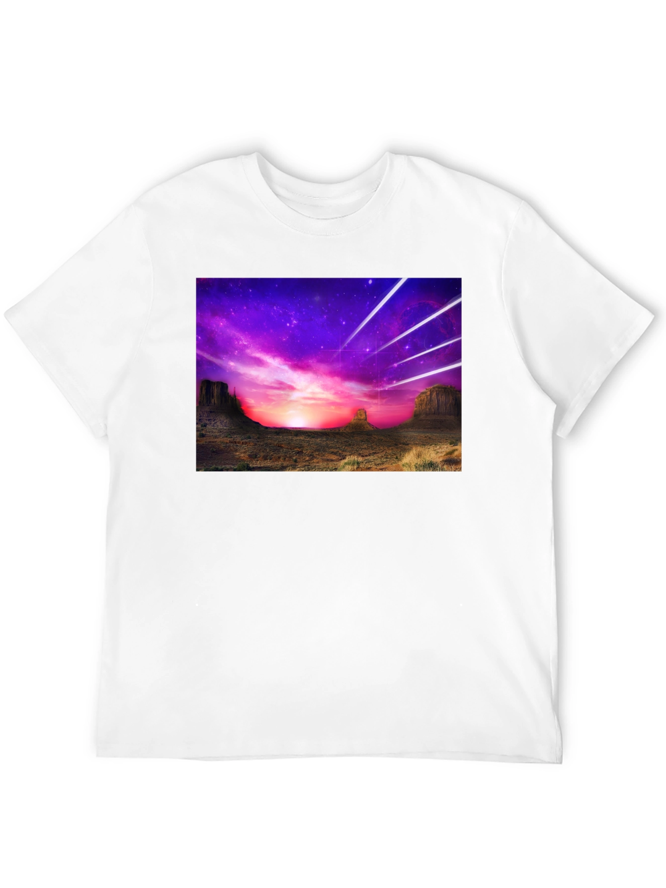 Cosmic Desert Graphic Tee - Black Cotton T-Shirt