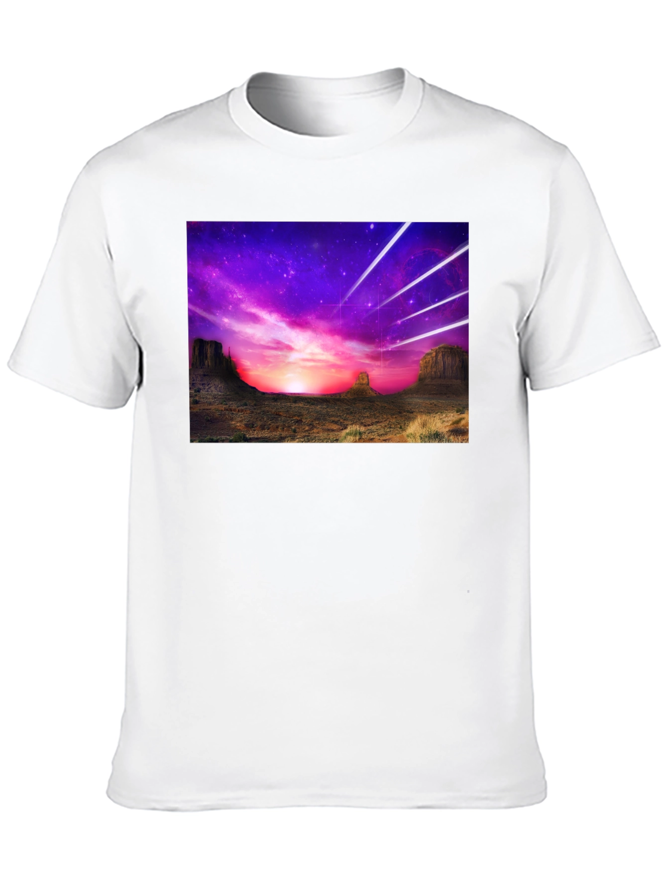Cosmic Desert Graphic Tee - Black Cotton T-Shirt