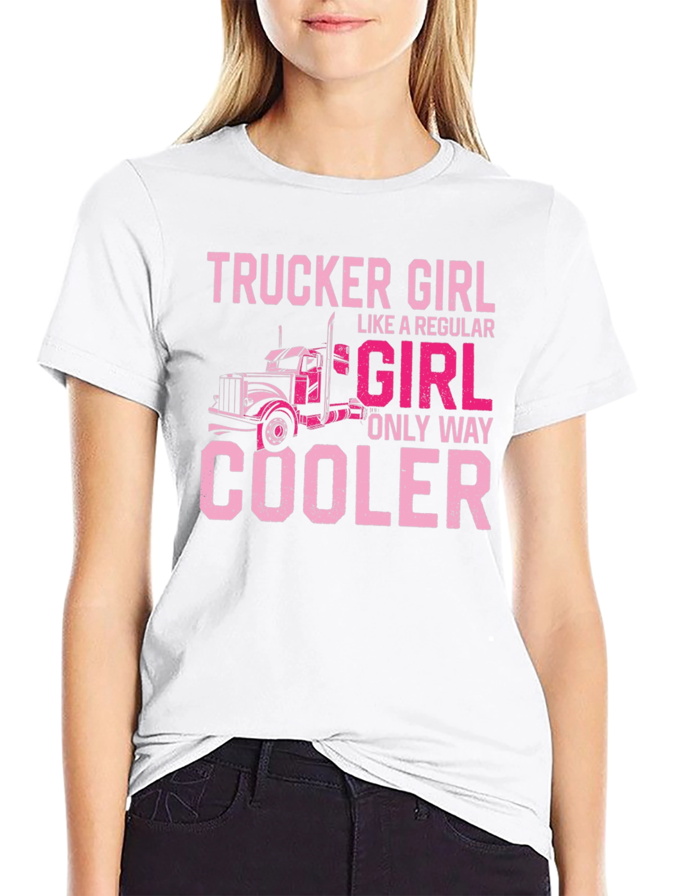 Trucker Girl Graphic Tee - Cool Womens T-Shirt