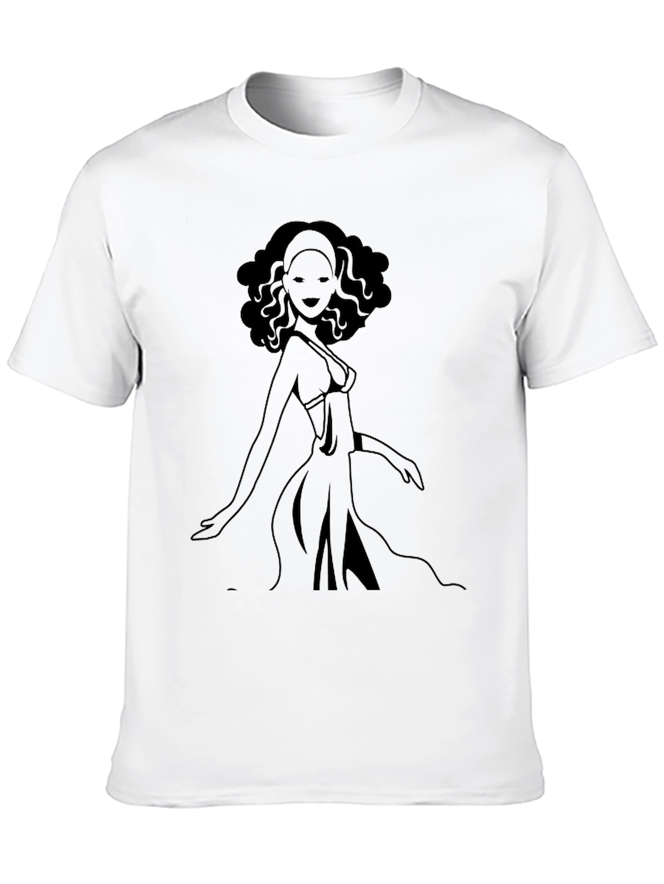 Black T-Shirt with Graphic Woman Design