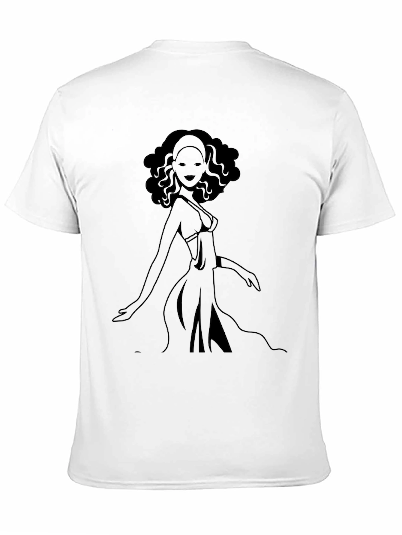 Black T-Shirt with Graphic Woman Design
