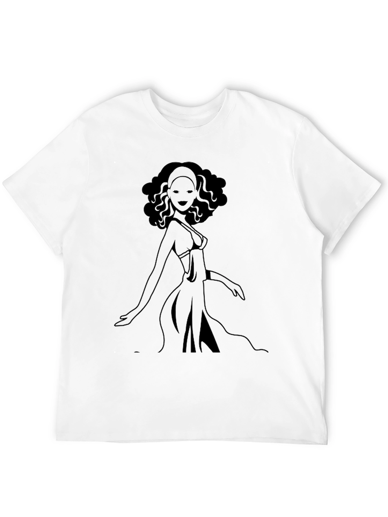 Black T-Shirt with Graphic Woman Design