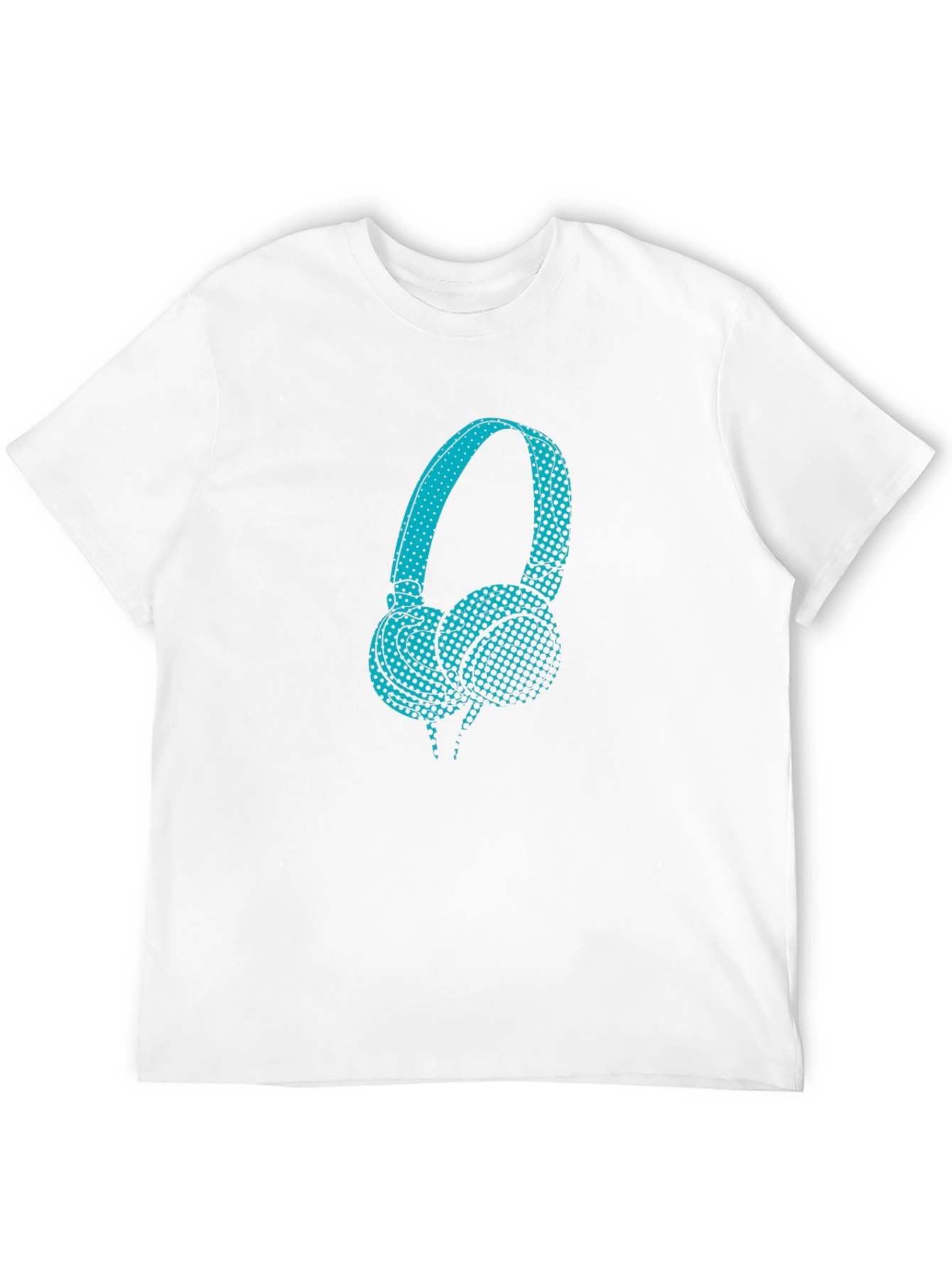 Graphic Teal Headphones Black T-Shirt