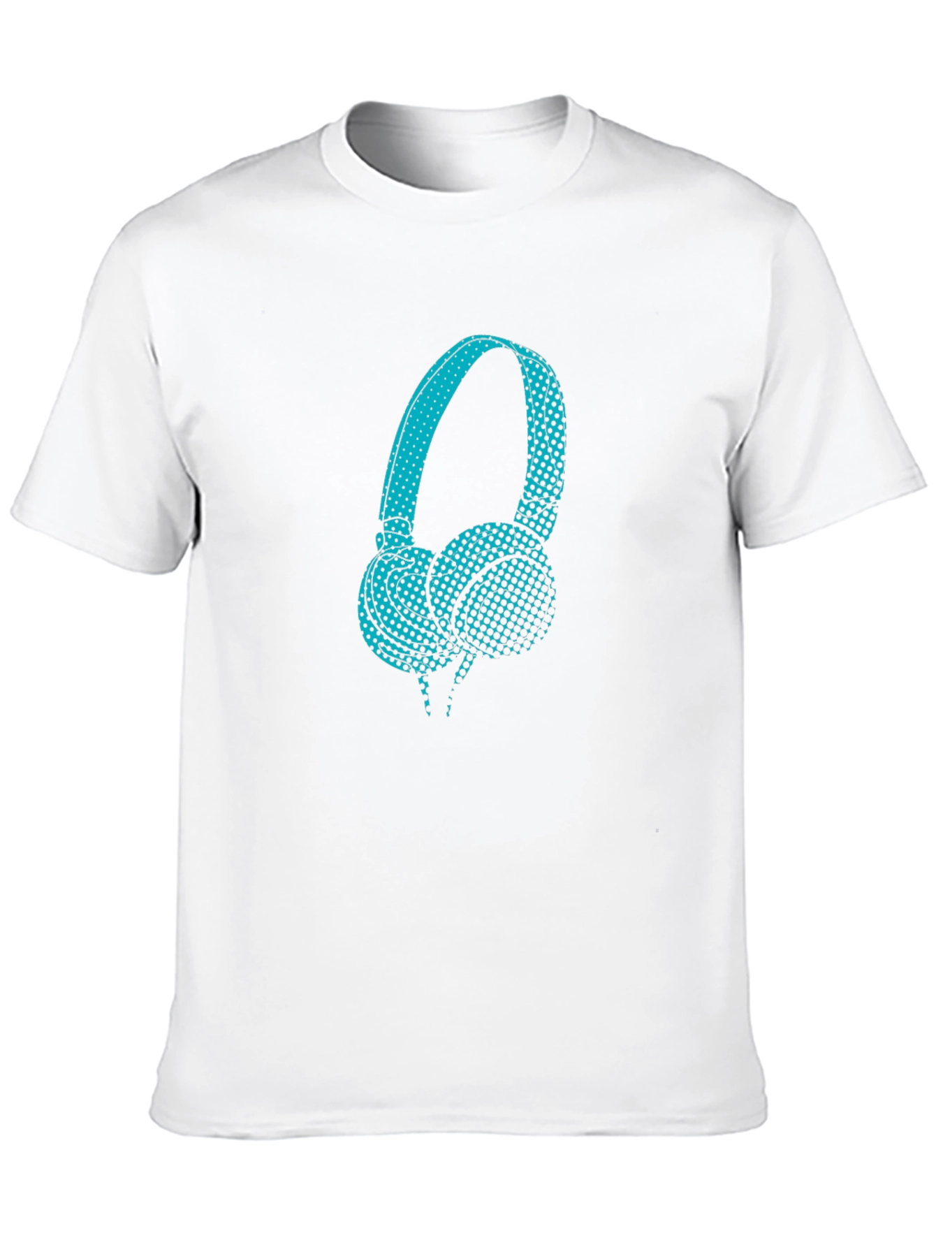 Graphic Teal Headphones Black T-Shirt
