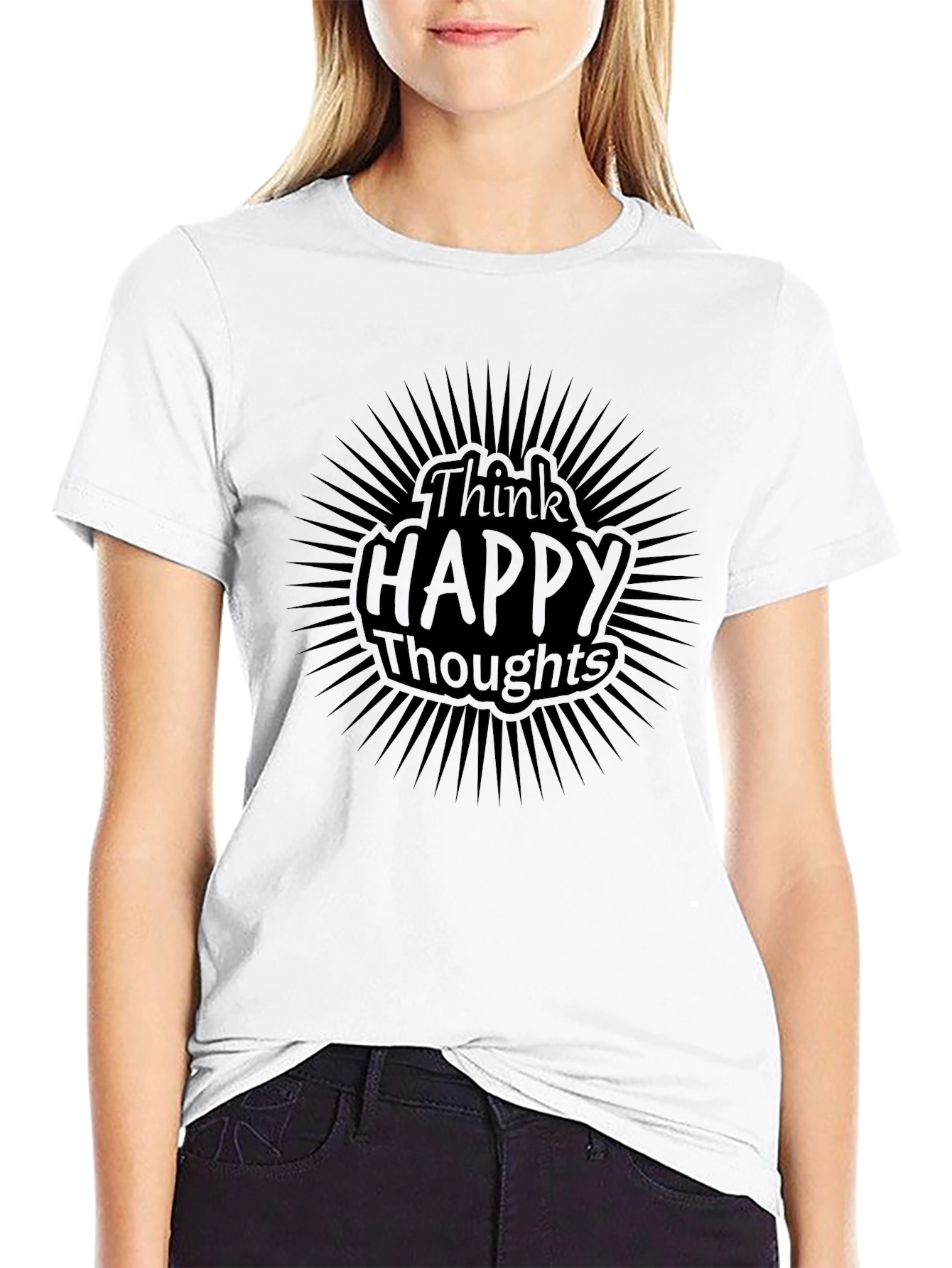 Think Happy Thoughts Graphic Tee - Black
