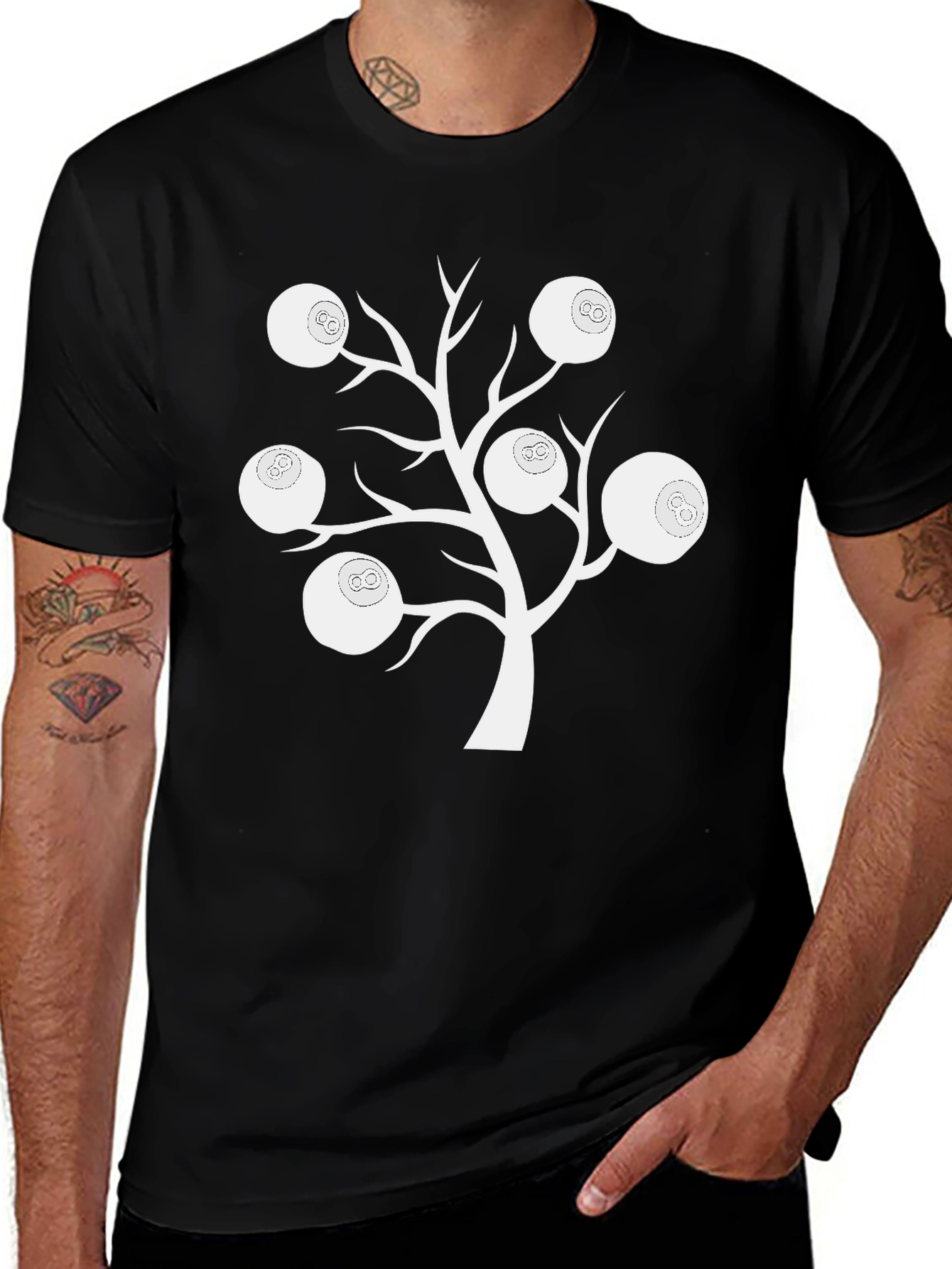Unique Billiard Ball Tree Graphic T-Shirt