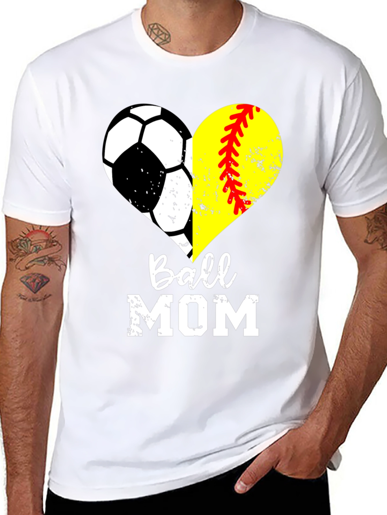 Ball Mom Heart Graphic T-Shirt