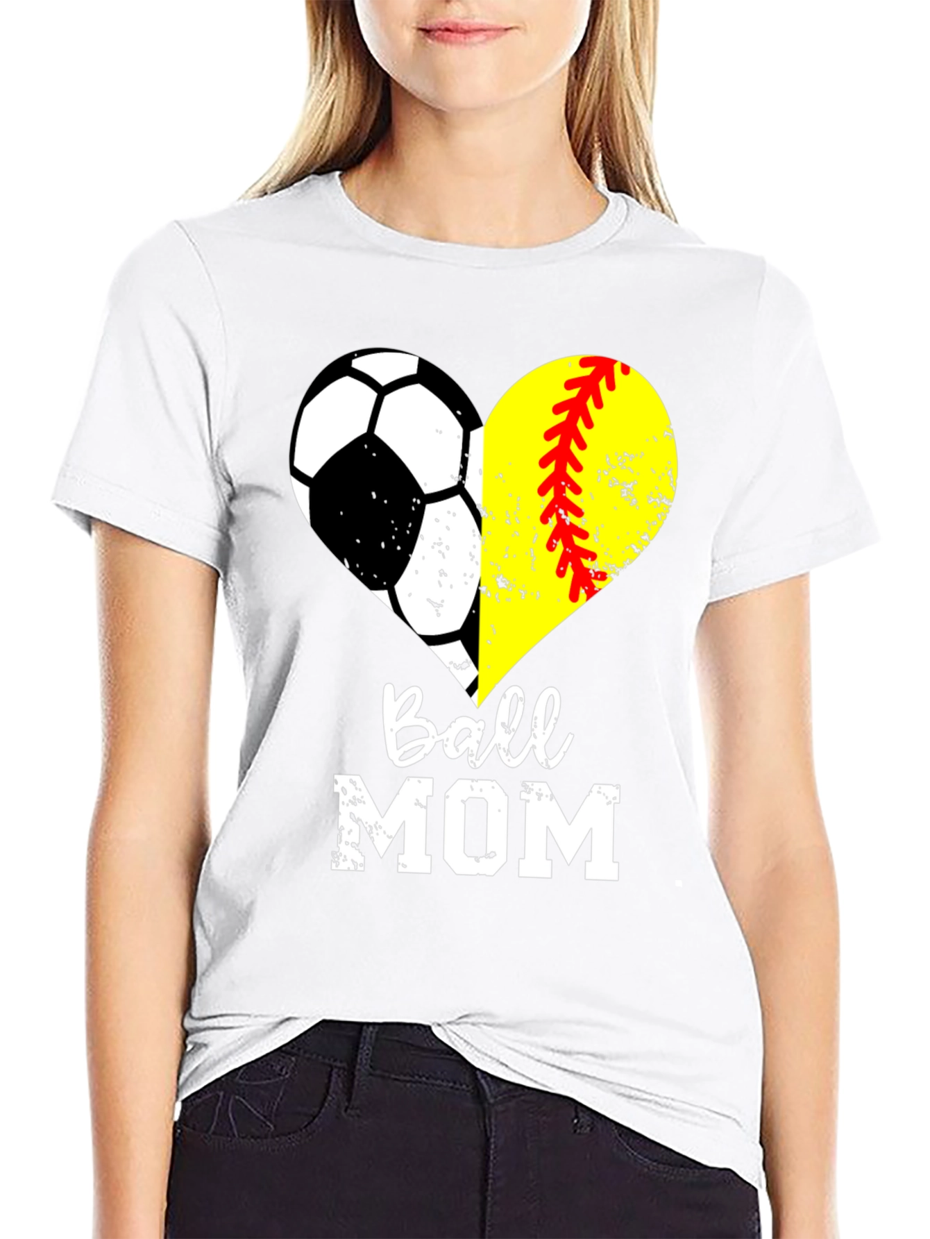 Ball Mom Heart Graphic T-Shirt