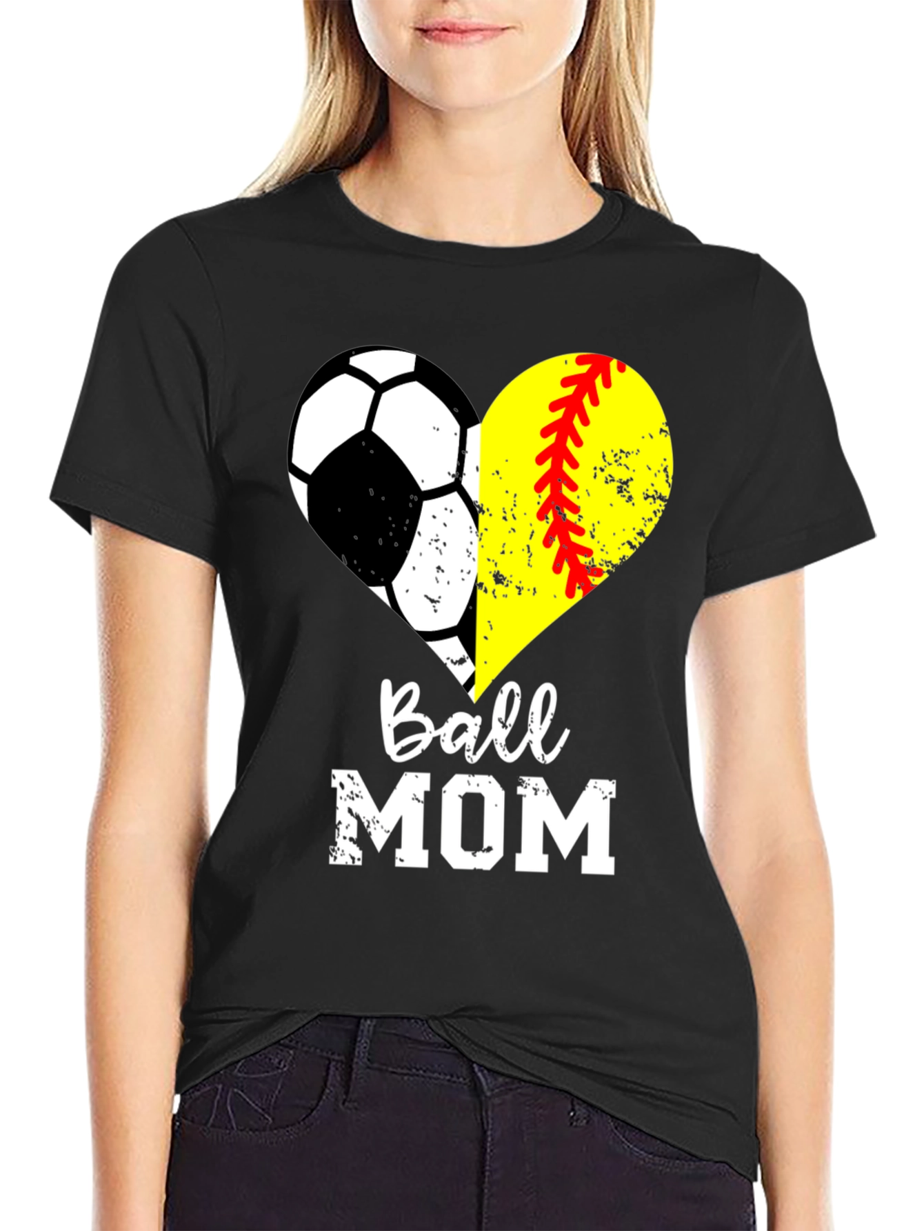 Ball Mom Heart Graphic T-Shirt
