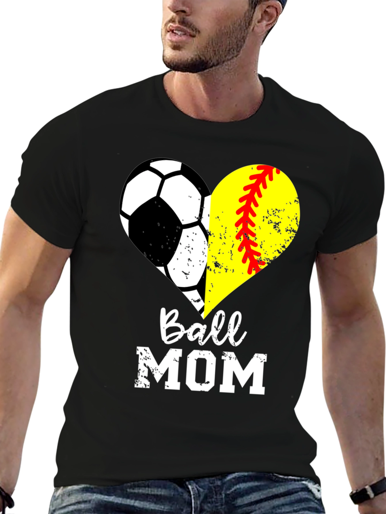 Ball Mom Heart Graphic T-Shirt