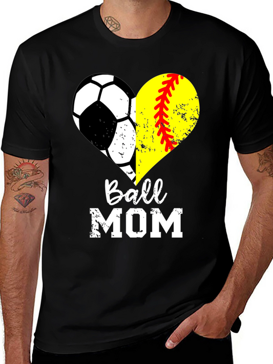 Ball Mom Heart Graphic T-Shirt