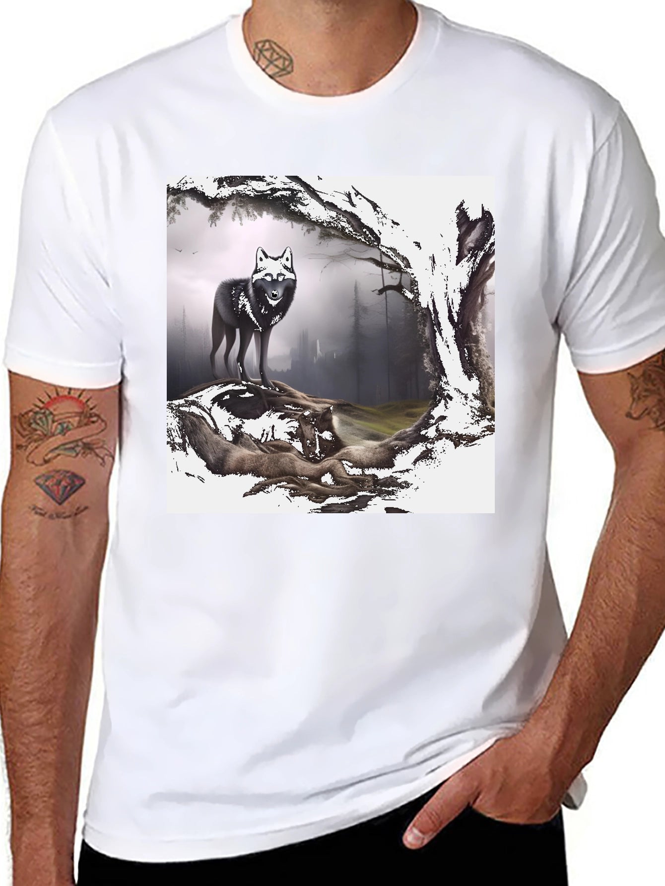 Wolf Pack Graphic Tee - Black