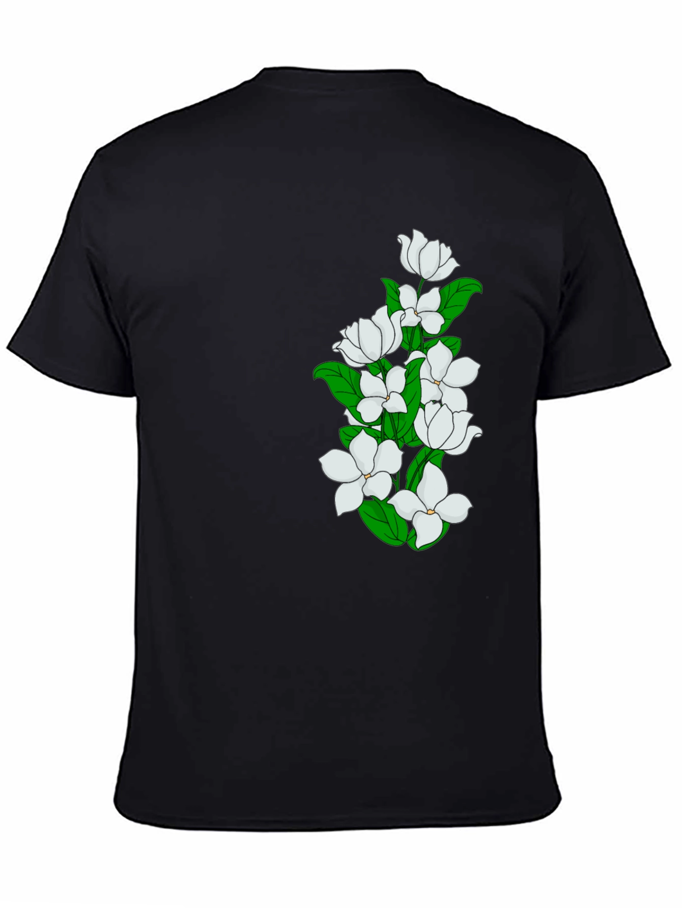 Elegant Black T-Shirt with Floral Design
