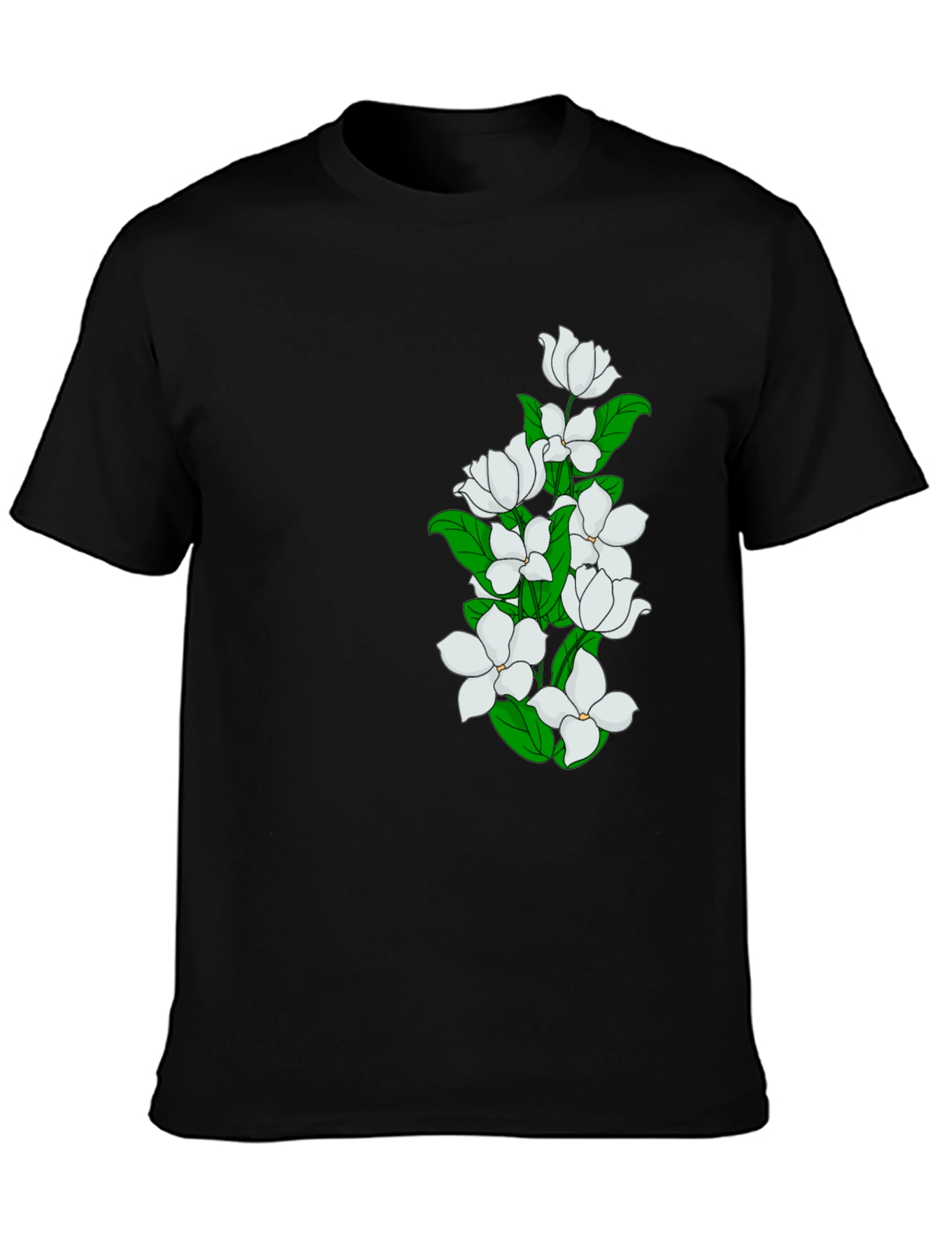 Elegant Black T-Shirt with Floral Design