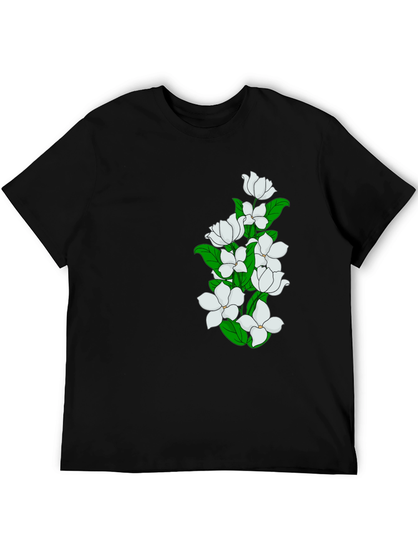 Elegant Black T-Shirt with Floral Design