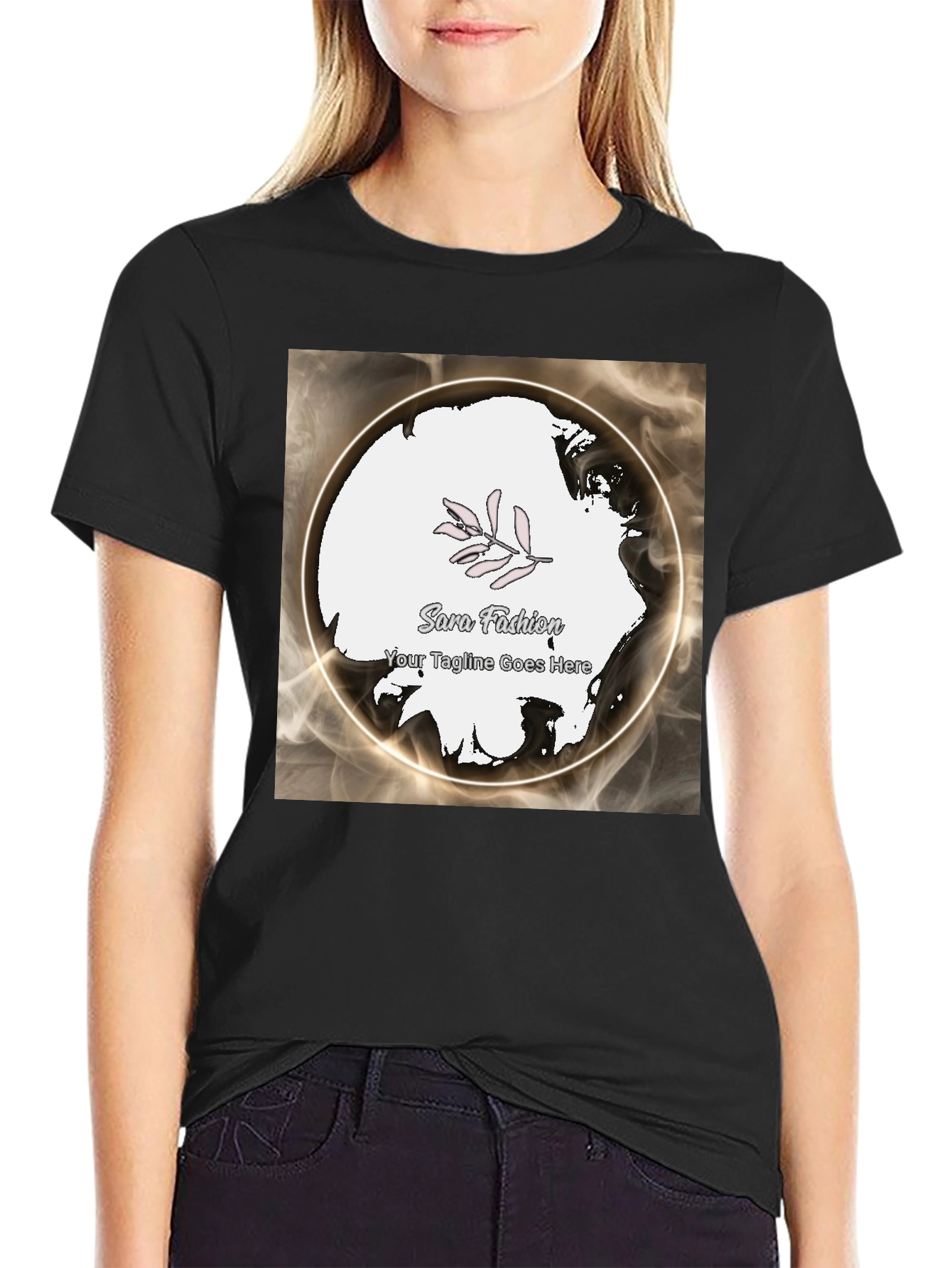 Modern Black Graphic Tee - Sara Fashion