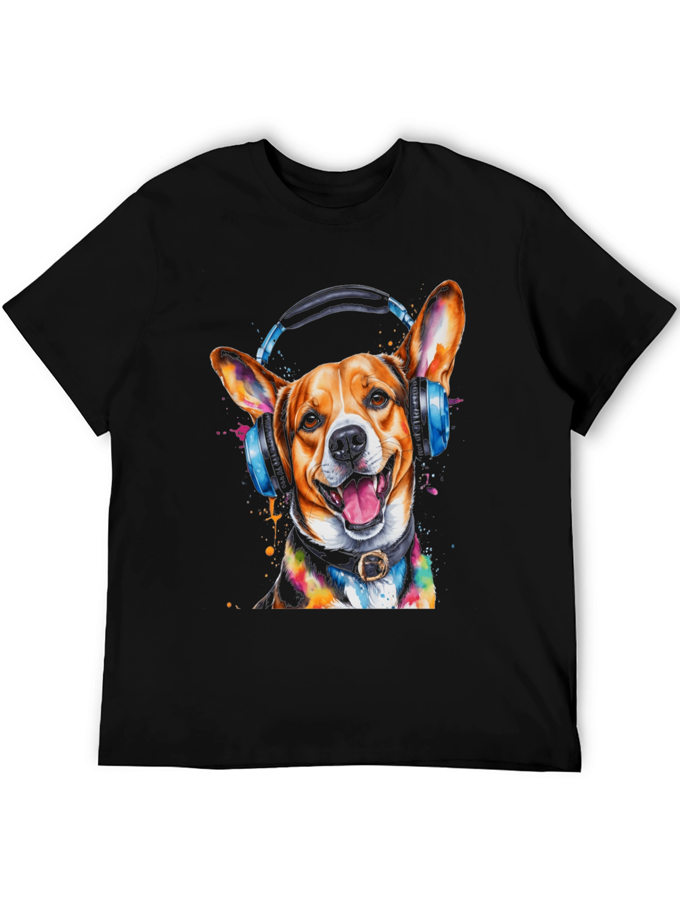 Dog with Headphones Graphic Tee