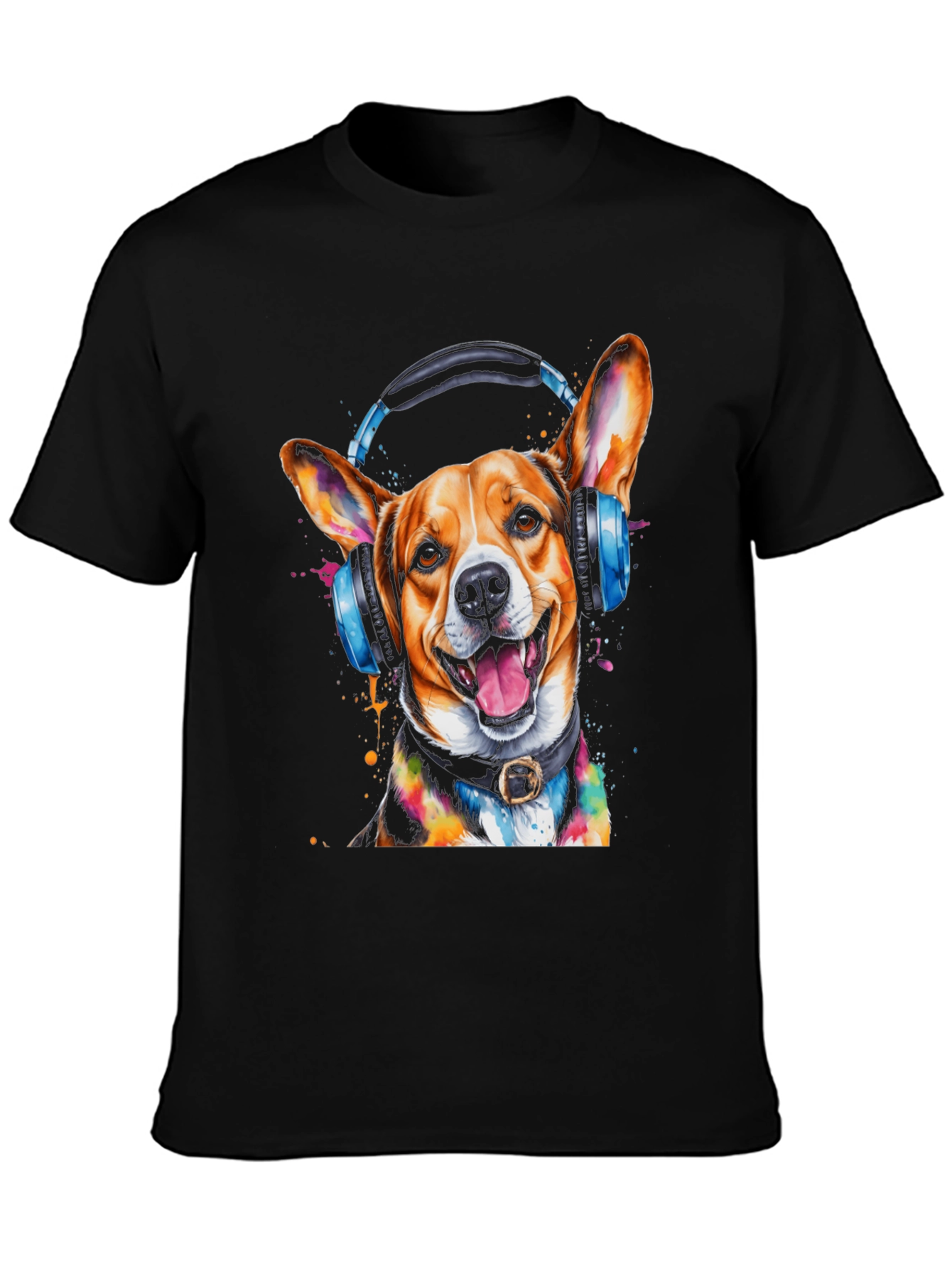 Dog with Headphones Graphic Tee