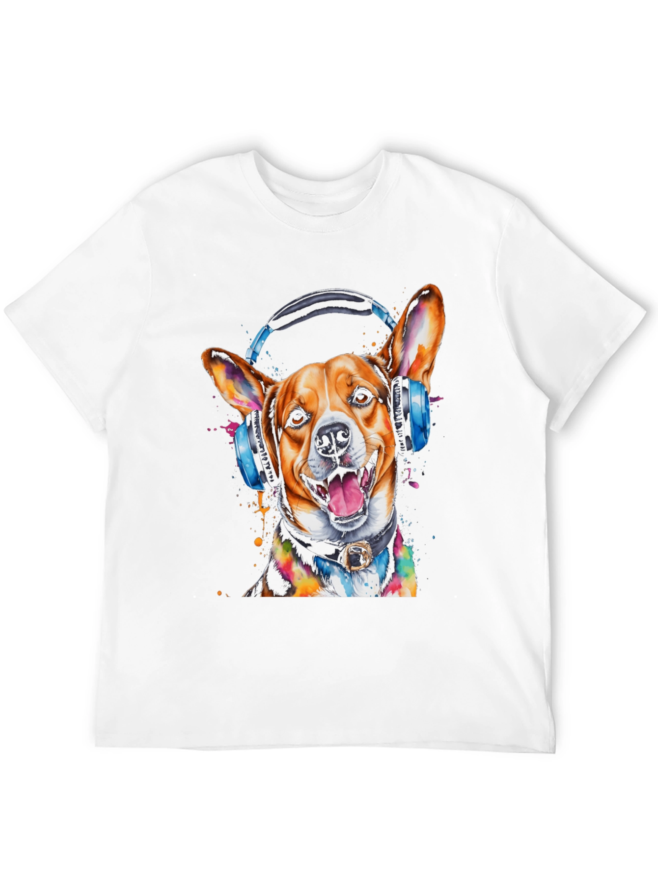 Dog with Headphones Graphic Tee
