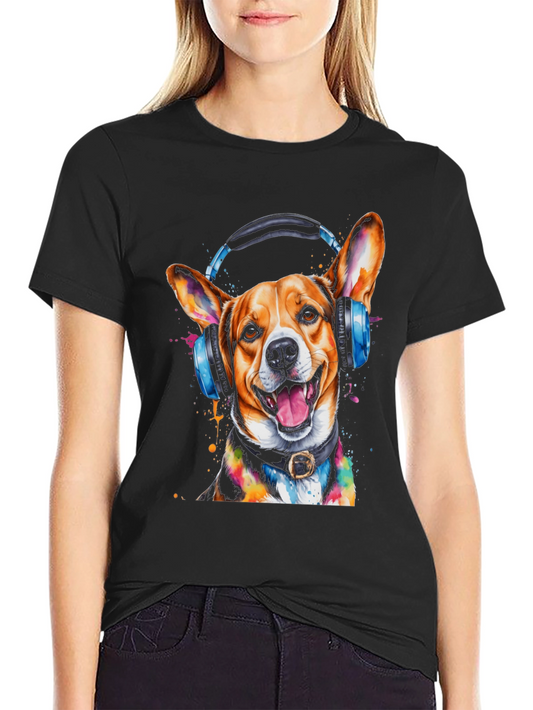 Dog with Headphones Graphic Tee