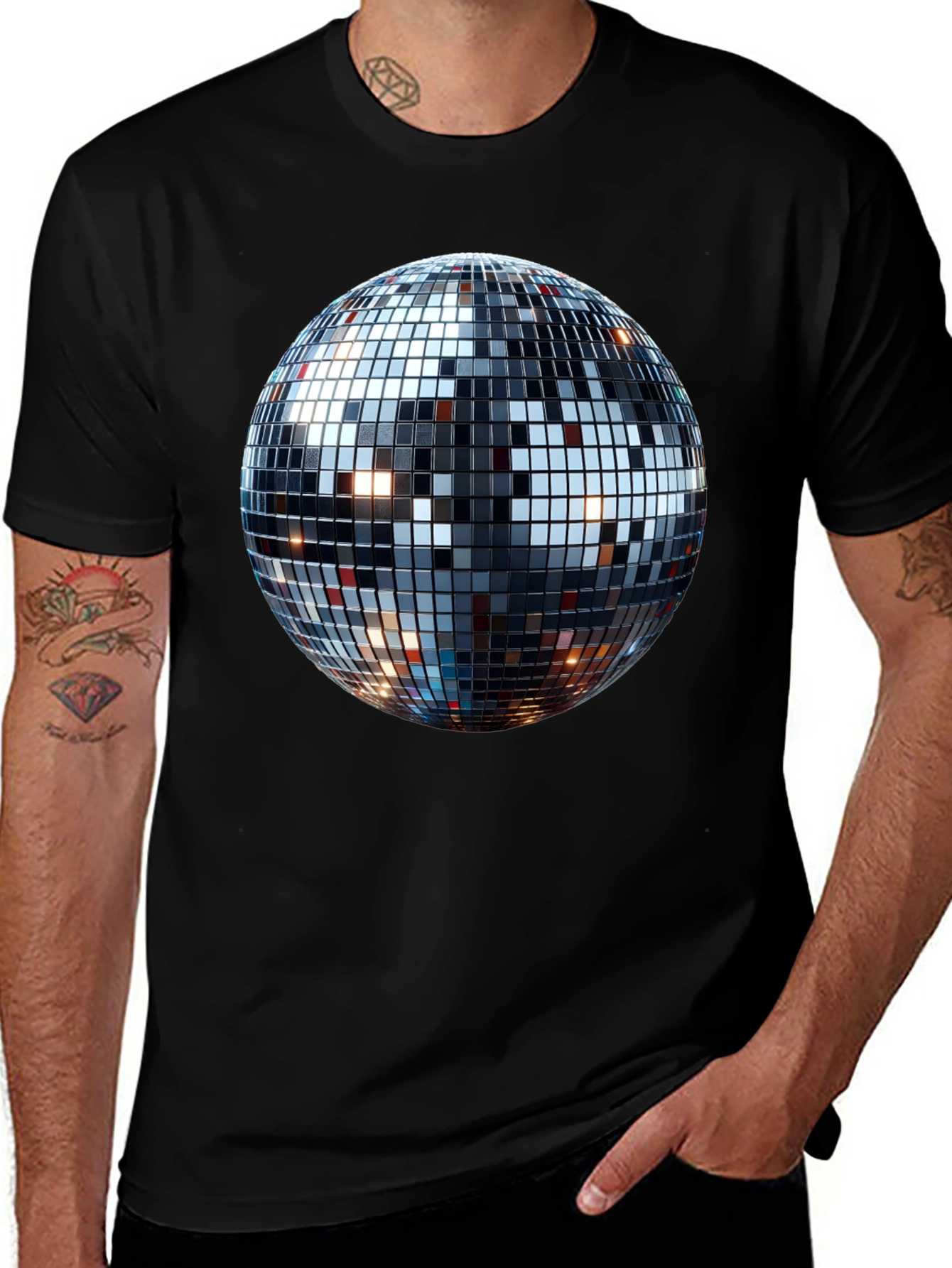 Disco Ball Graphic Tee - Mens Black T-Shirt