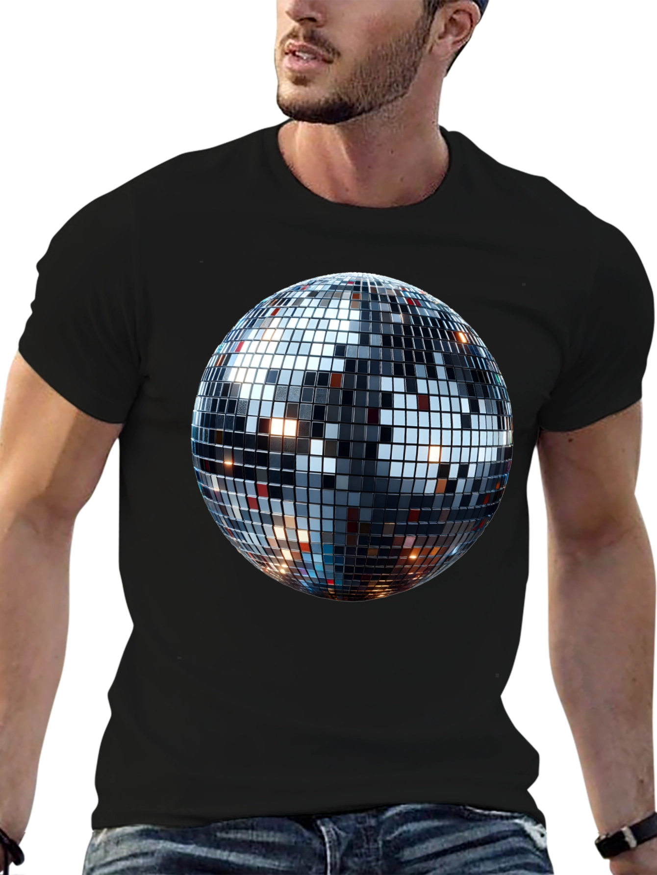 Disco Ball Graphic Tee - Mens Black T-Shirt