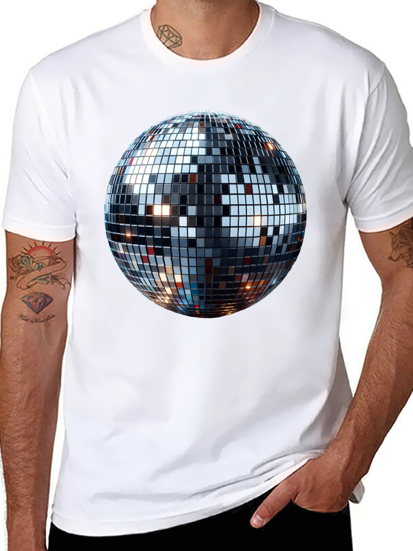 Disco Ball Graphic Tee - Mens Black T-Shirt