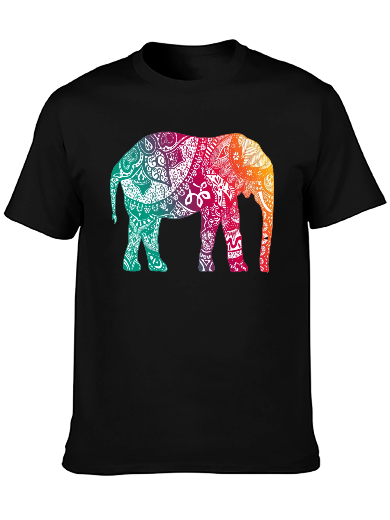 Elephant Mandala Graphic Tee - Stylish Mens Black T-Shirt