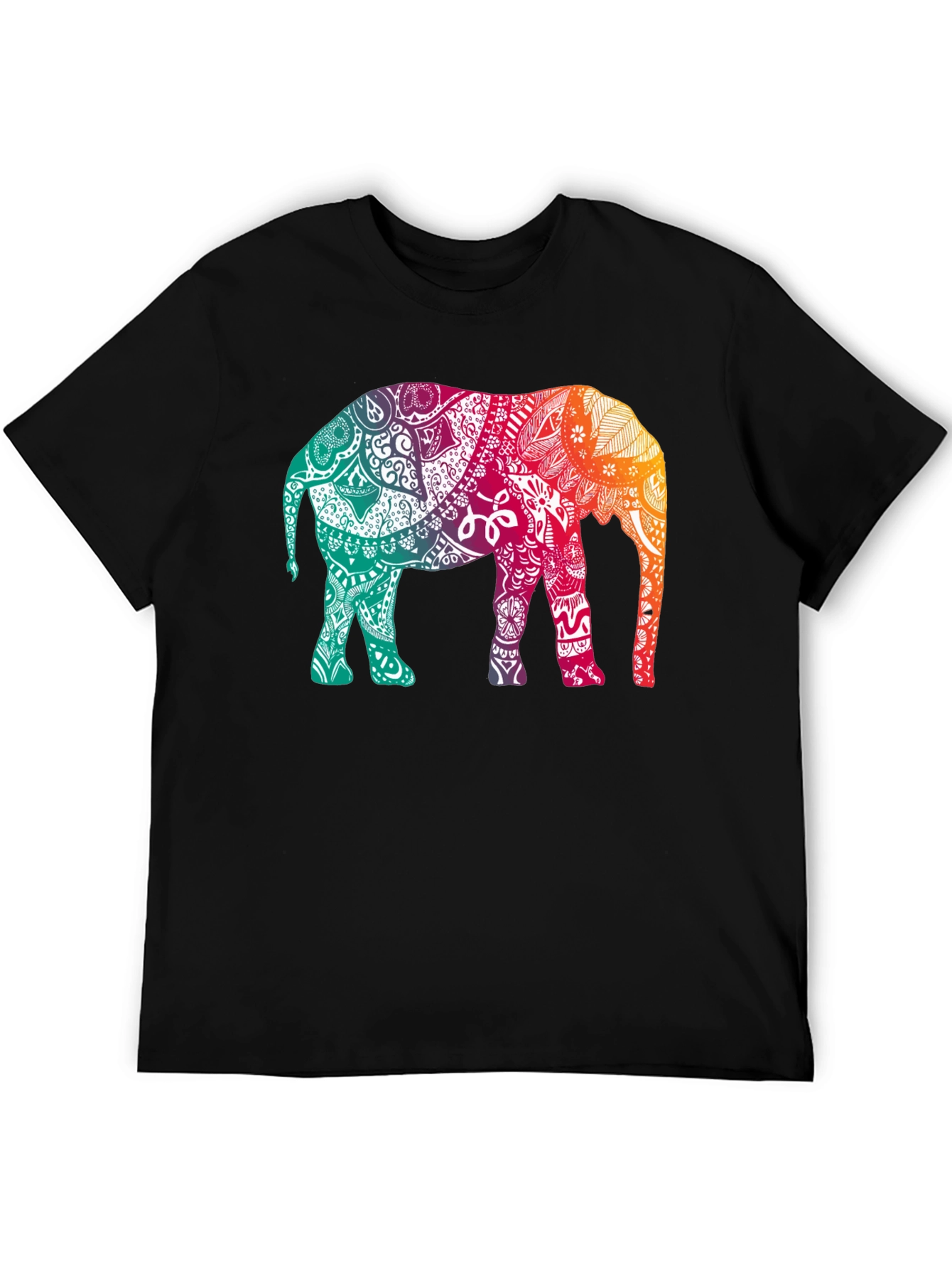 Elephant Mandala Graphic Tee - Stylish Mens Black T-Shirt