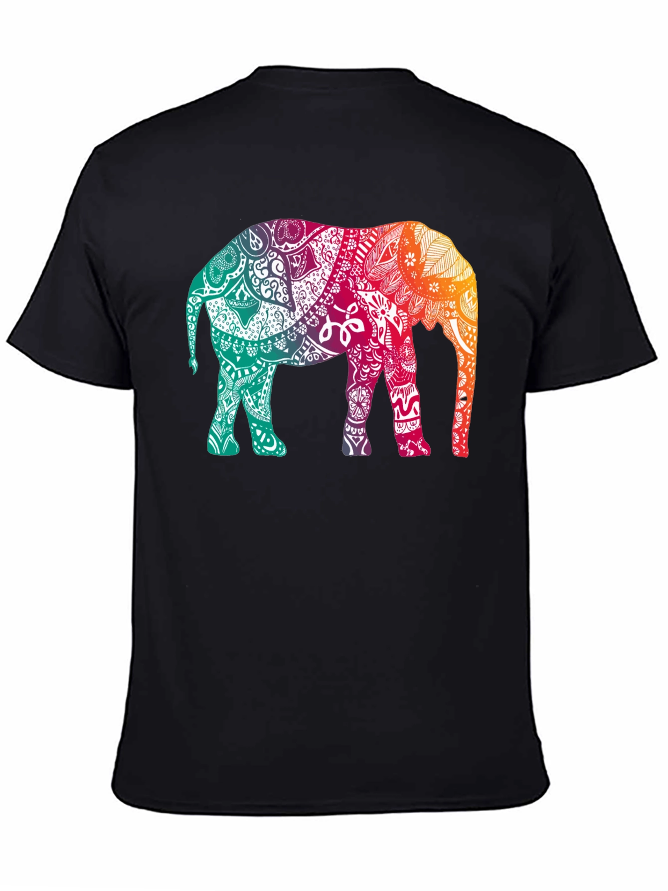 Elephant Mandala Graphic Tee - Stylish Mens Black T-Shirt