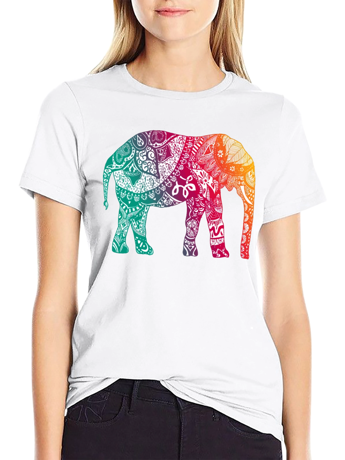 Elephant Mandala Graphic Tee - Stylish Mens Black T-Shirt