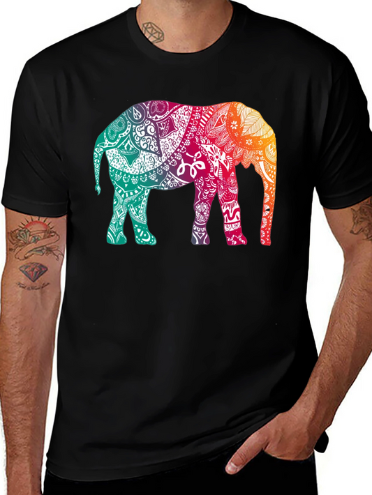 Elephant Mandala Graphic Tee - Stylish Mens Black T-Shirt