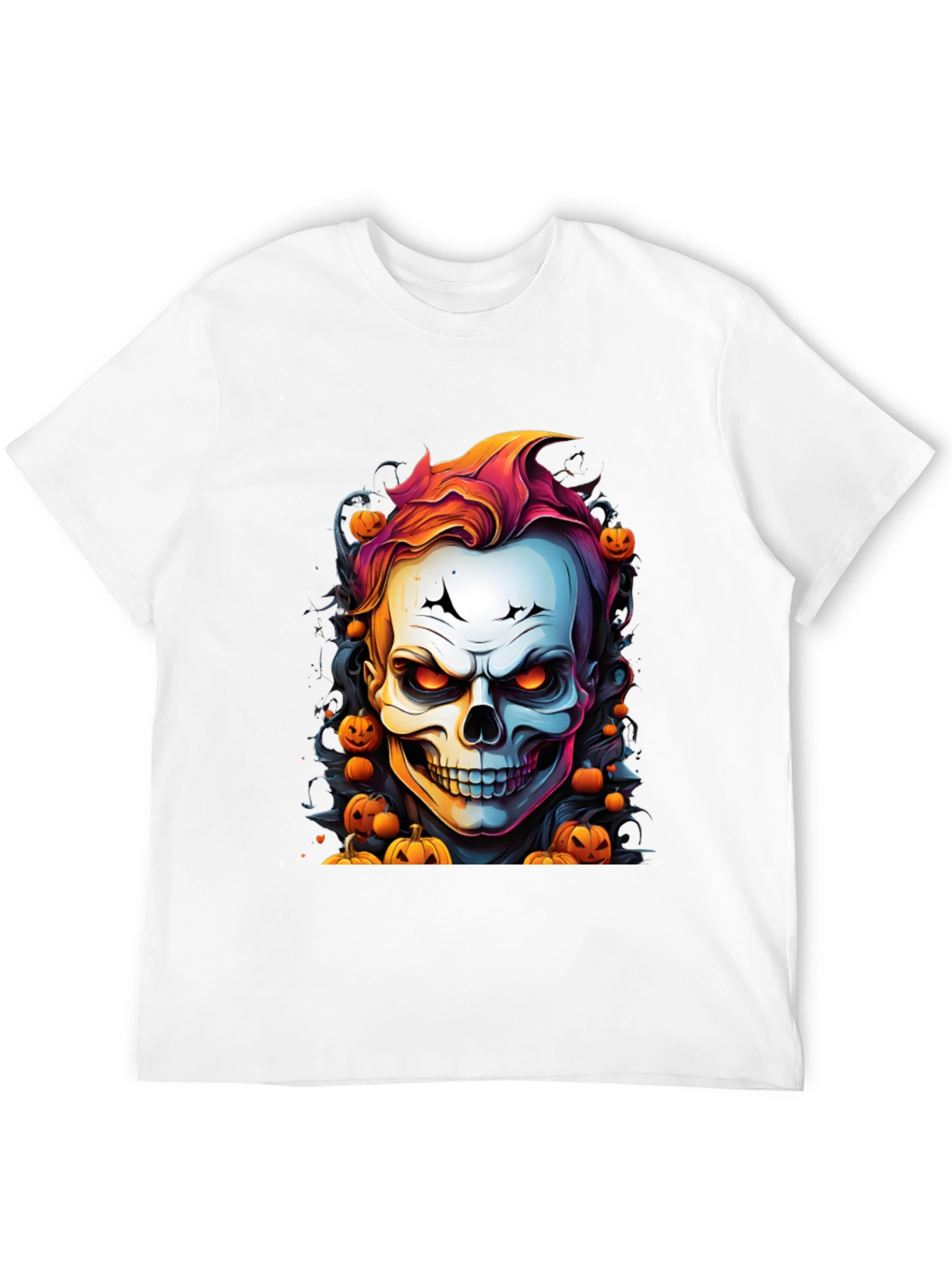 Halloween Skull & Pumpkins Graphic T-Shirt