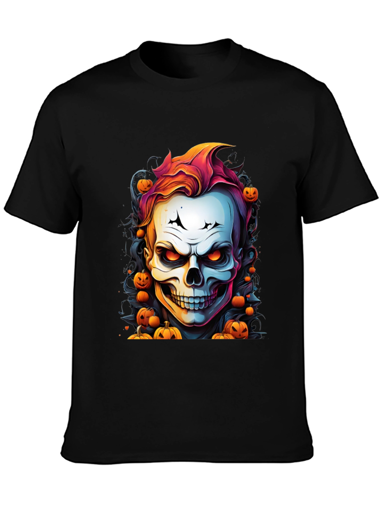 Halloween Skull & Pumpkins Graphic T-Shirt
