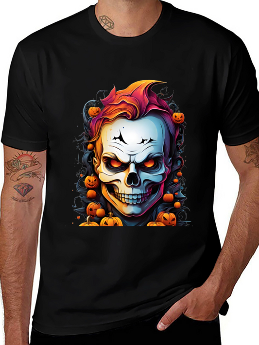 Halloween Skull & Pumpkins Graphic T-Shirt