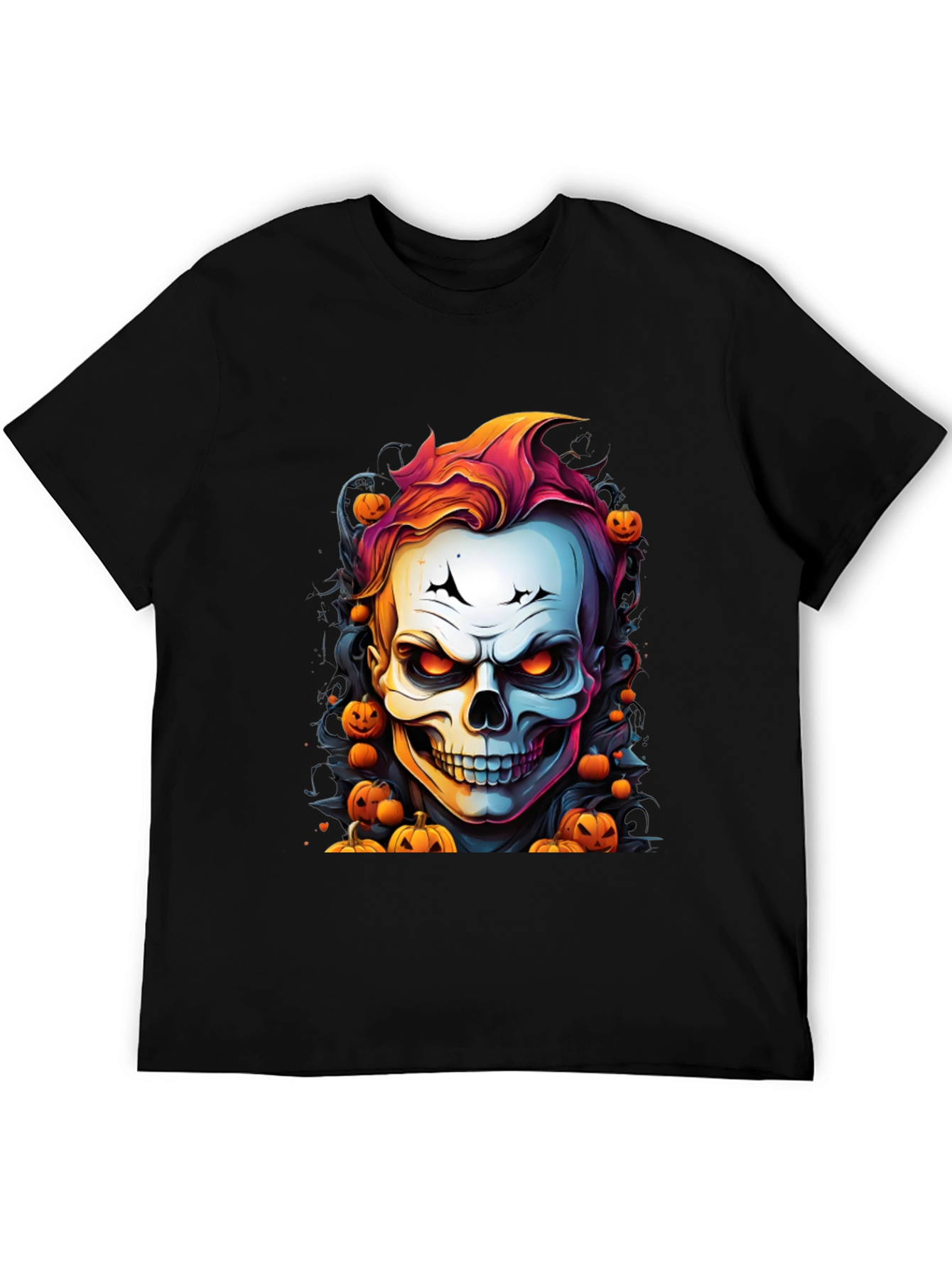 Halloween Skull & Pumpkins Graphic T-Shirt