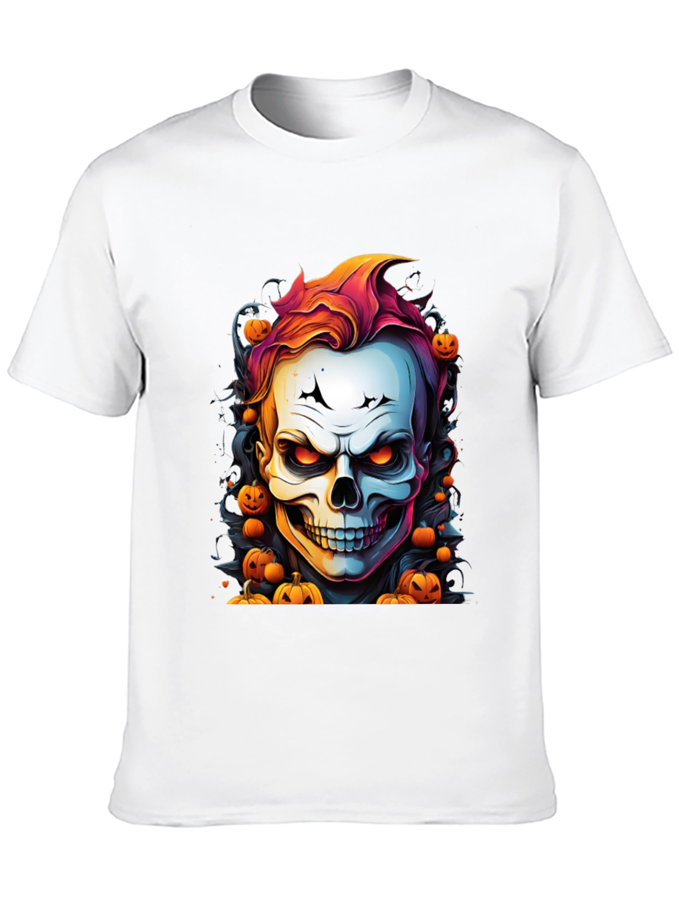 Halloween Skull & Pumpkins Graphic T-Shirt