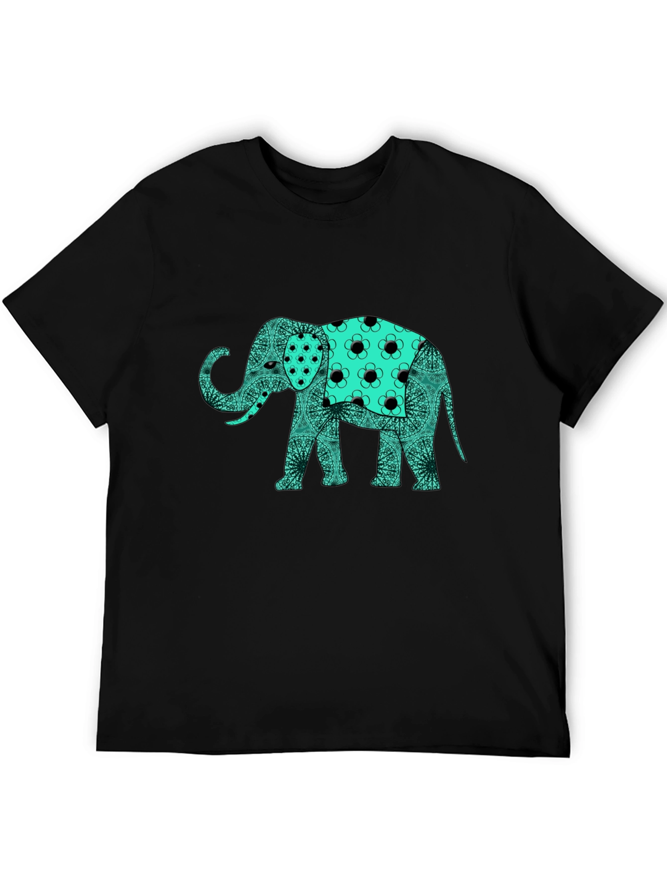Elephant Graphic Print Black T-Shirt