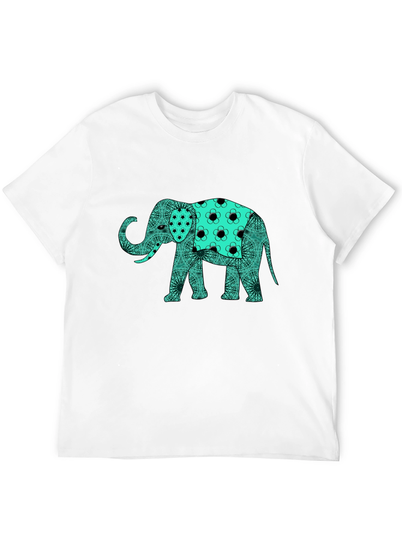 Elephant Graphic Print Black T-Shirt