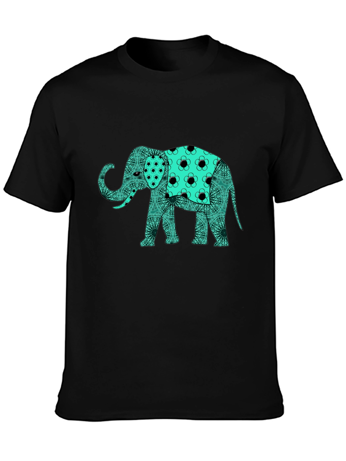 Elephant Graphic Print Black T-Shirt