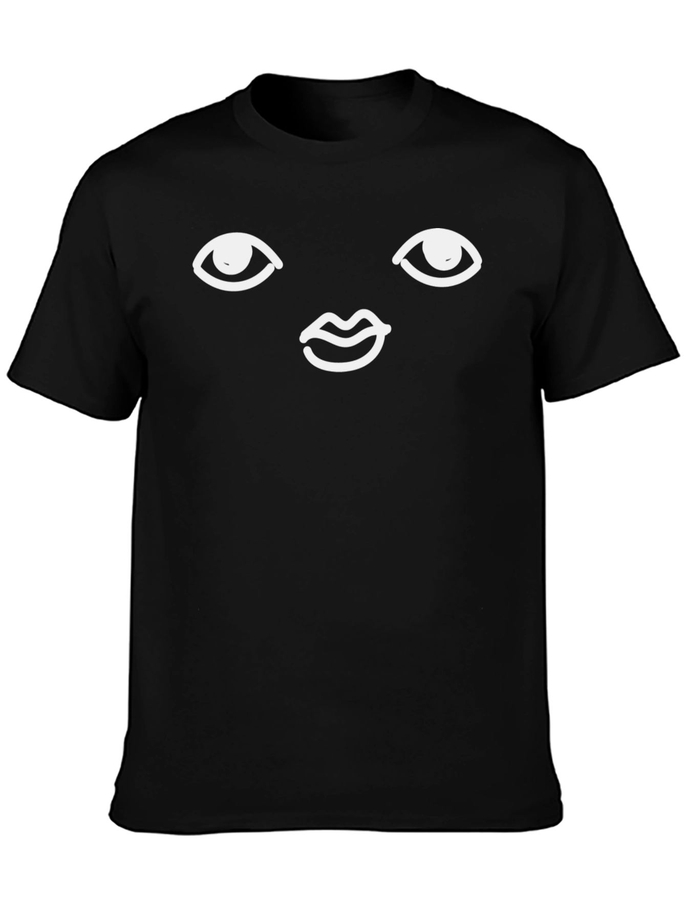 Minimalist Face Black T-Shirt Simple Graphic Tee