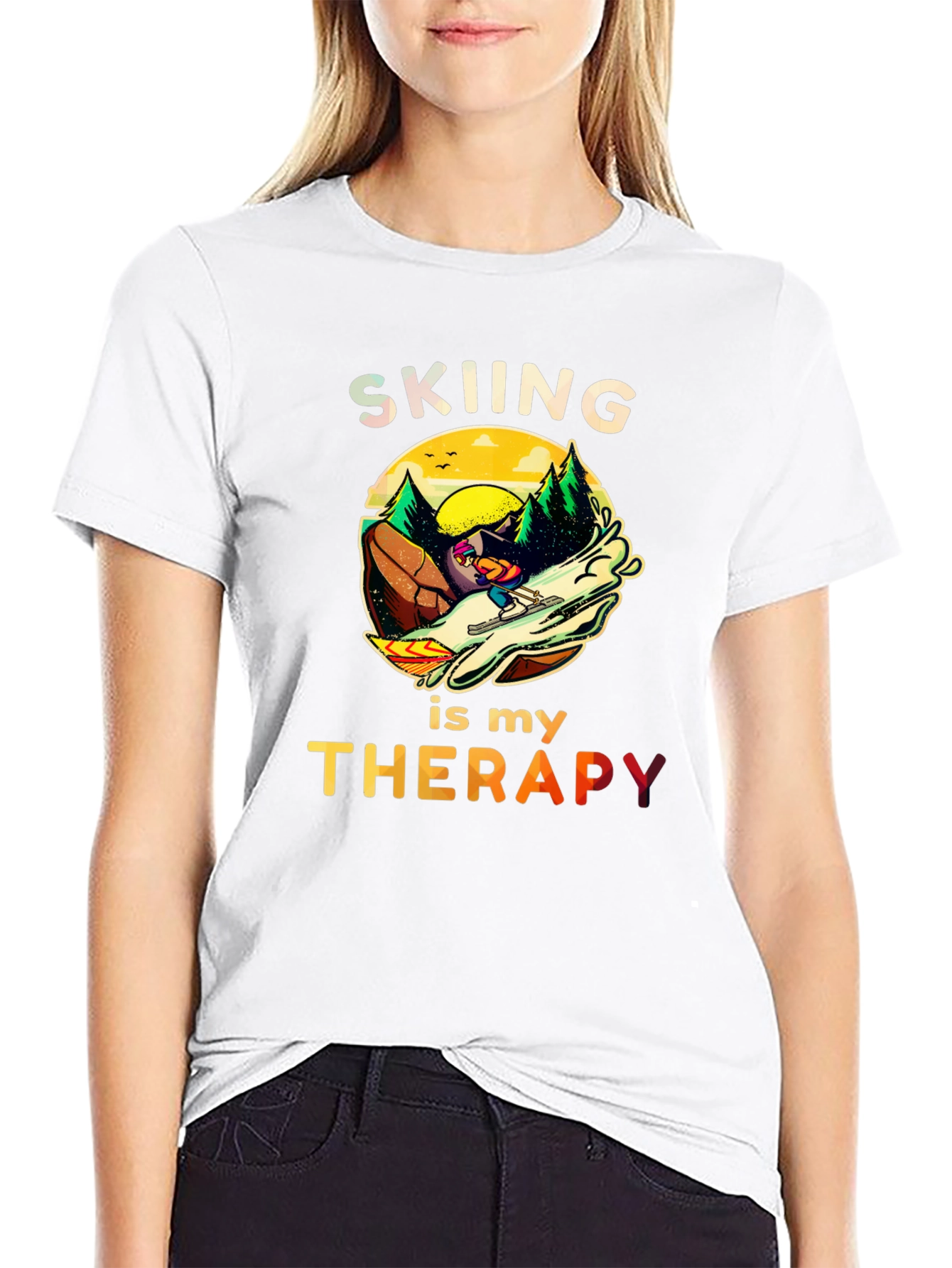 Skiing is my Therapy T-Shirt - Unisex Graphic Tee