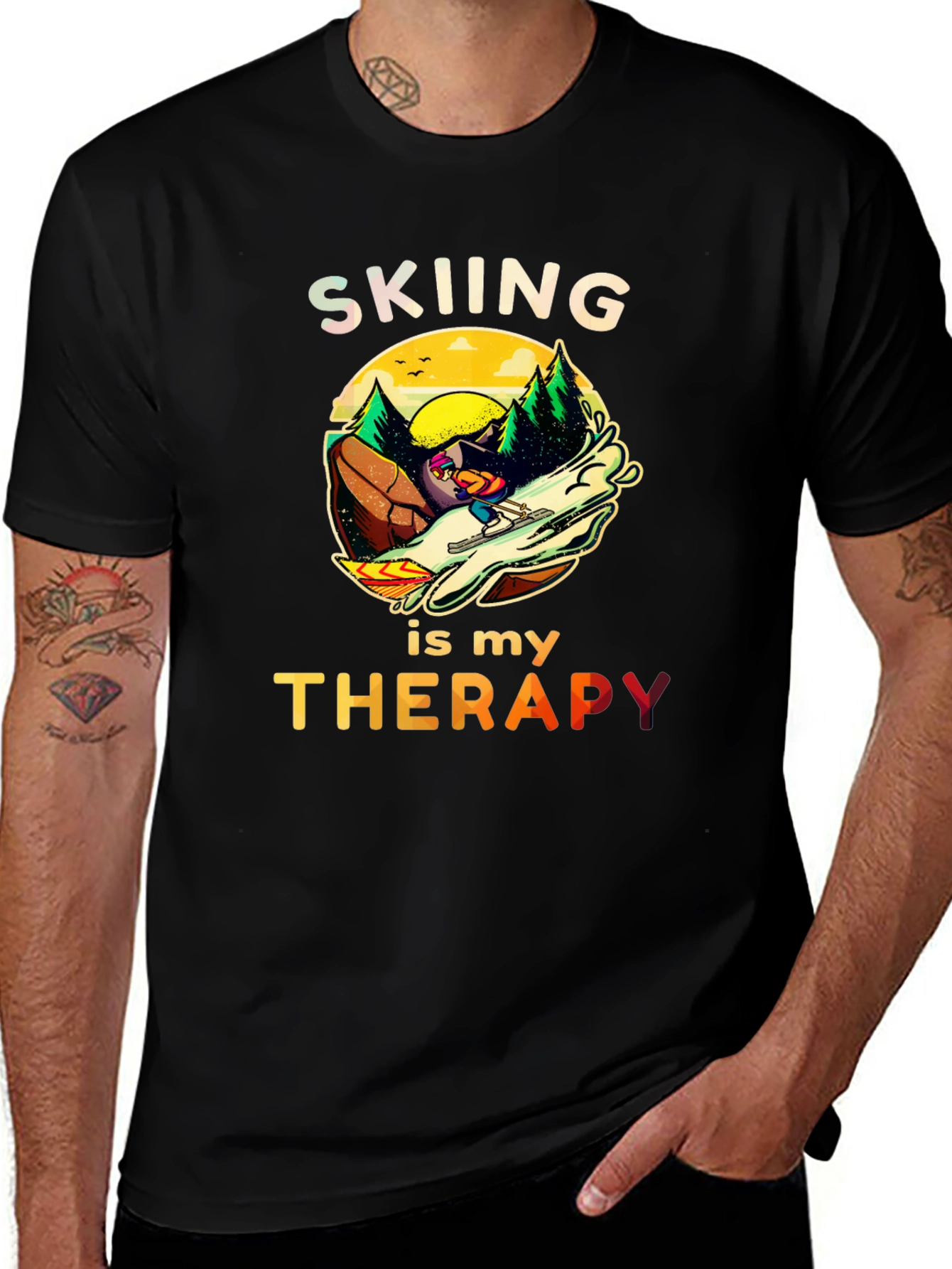 Skiing is my Therapy T-Shirt - Unisex Graphic Tee