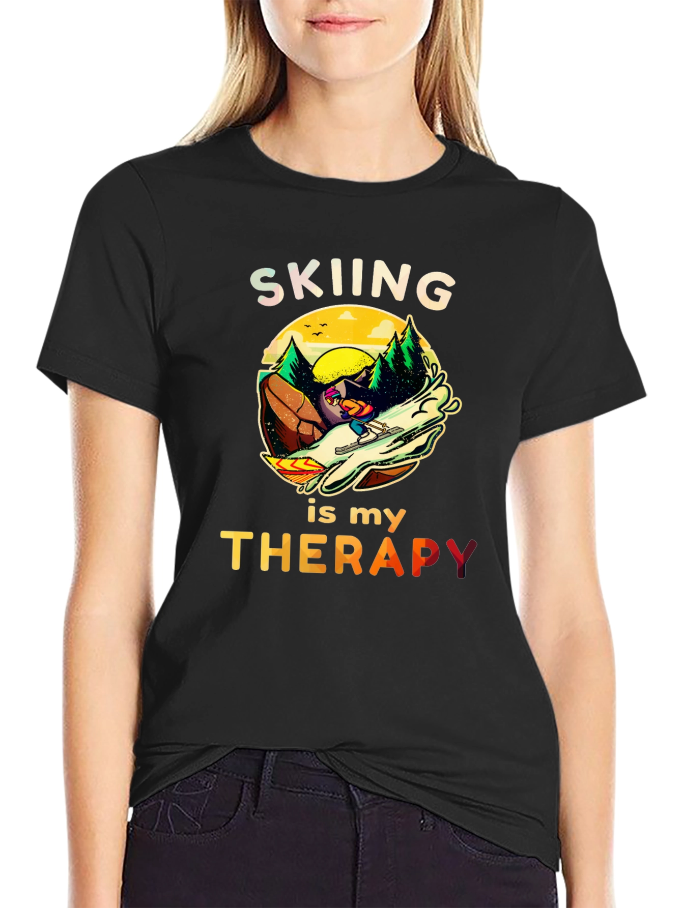 Skiing is my Therapy T-Shirt - Unisex Graphic Tee