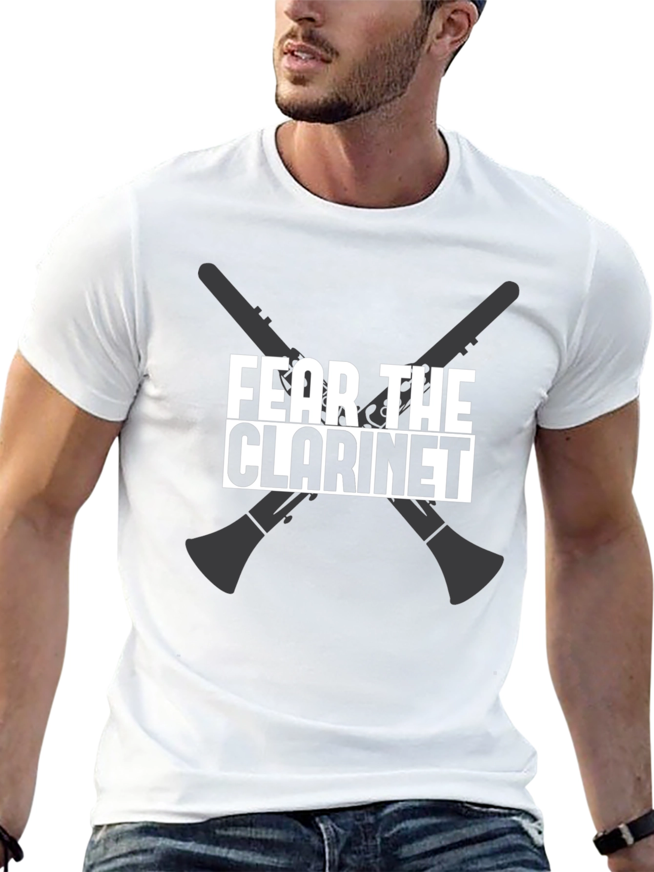 Fear The Clarinet Funny Musician Black T-Shirt